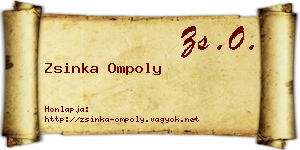 Zsinka Ompoly névjegykártya